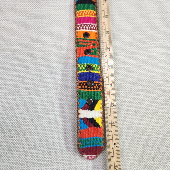 Unbranded Size 38 Belt Southwestern Boho Textile Leather Woven Hippie main image 6